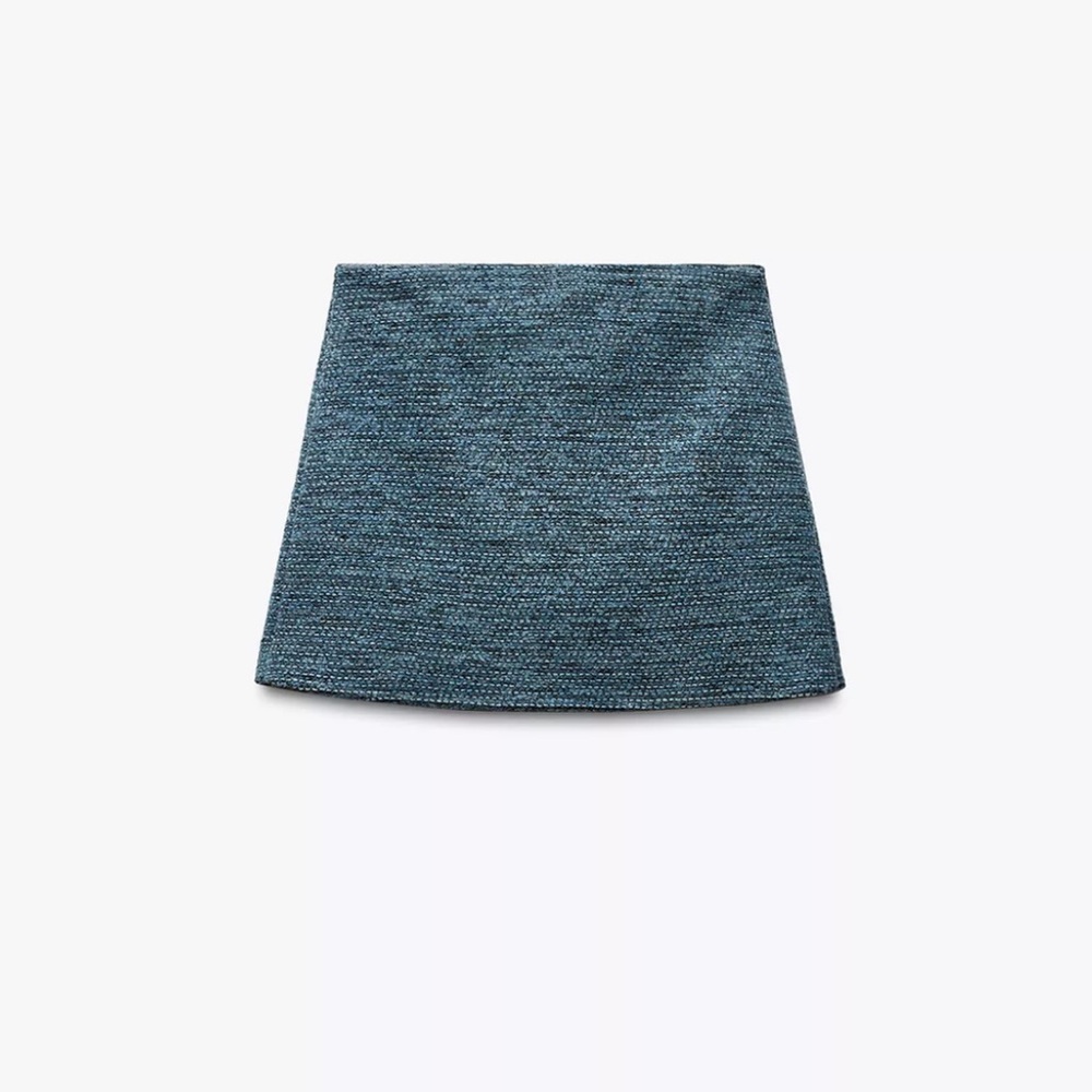 NWT Zara Boucle Tweed Blue Women's Skort